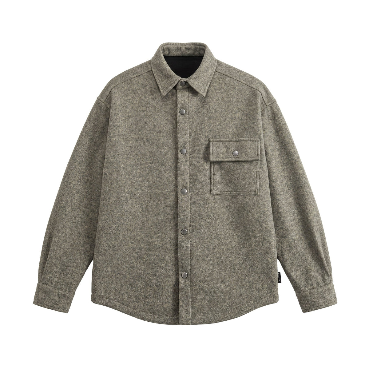 Fleece-Cotton Blended Tweed-Like Notched Lapel Oversized Jacket