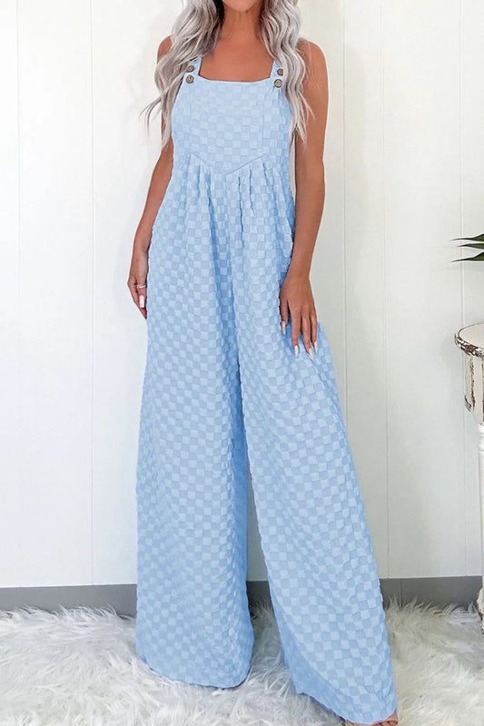 Checkered Pocketed Wide Leg Overalls - Premium Jumpsuit from Trendsi - Just $24.70! Shop now at Craftklart.store