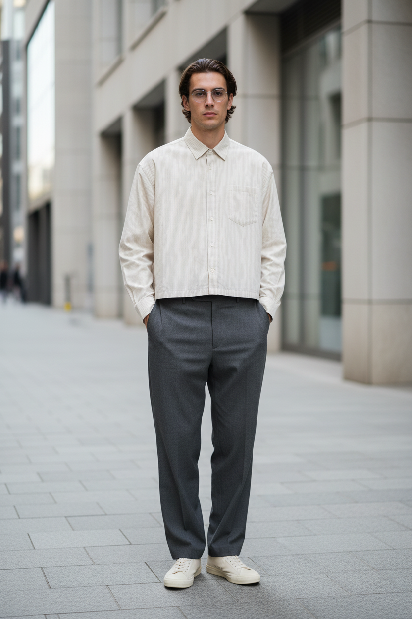 Urban Plain Boxy Striped Shirt