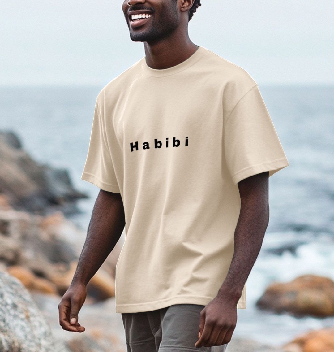 Men’s oversize Organic Cotton T Shirt, Riyadh theme on rear print - Premium T-Shirt from Craftklart.store - Just $33! Shop now at Craftklart.store