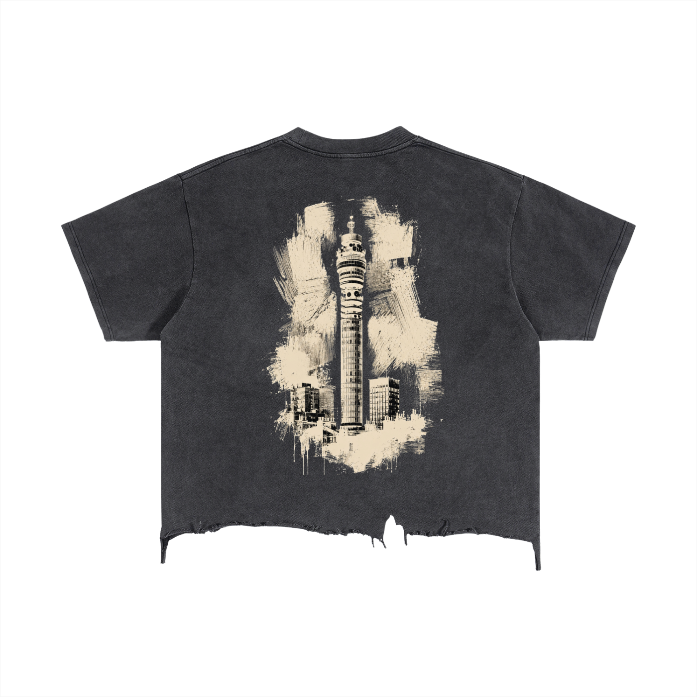 Vintage Wash Boxy Tee — Distressed Hem