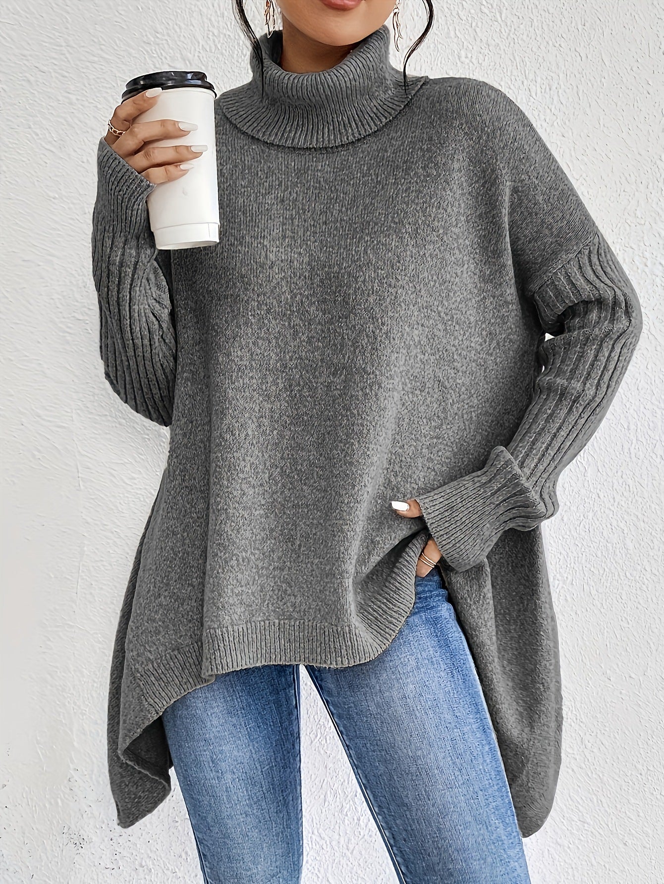 Irregular Turtleneck Sweater