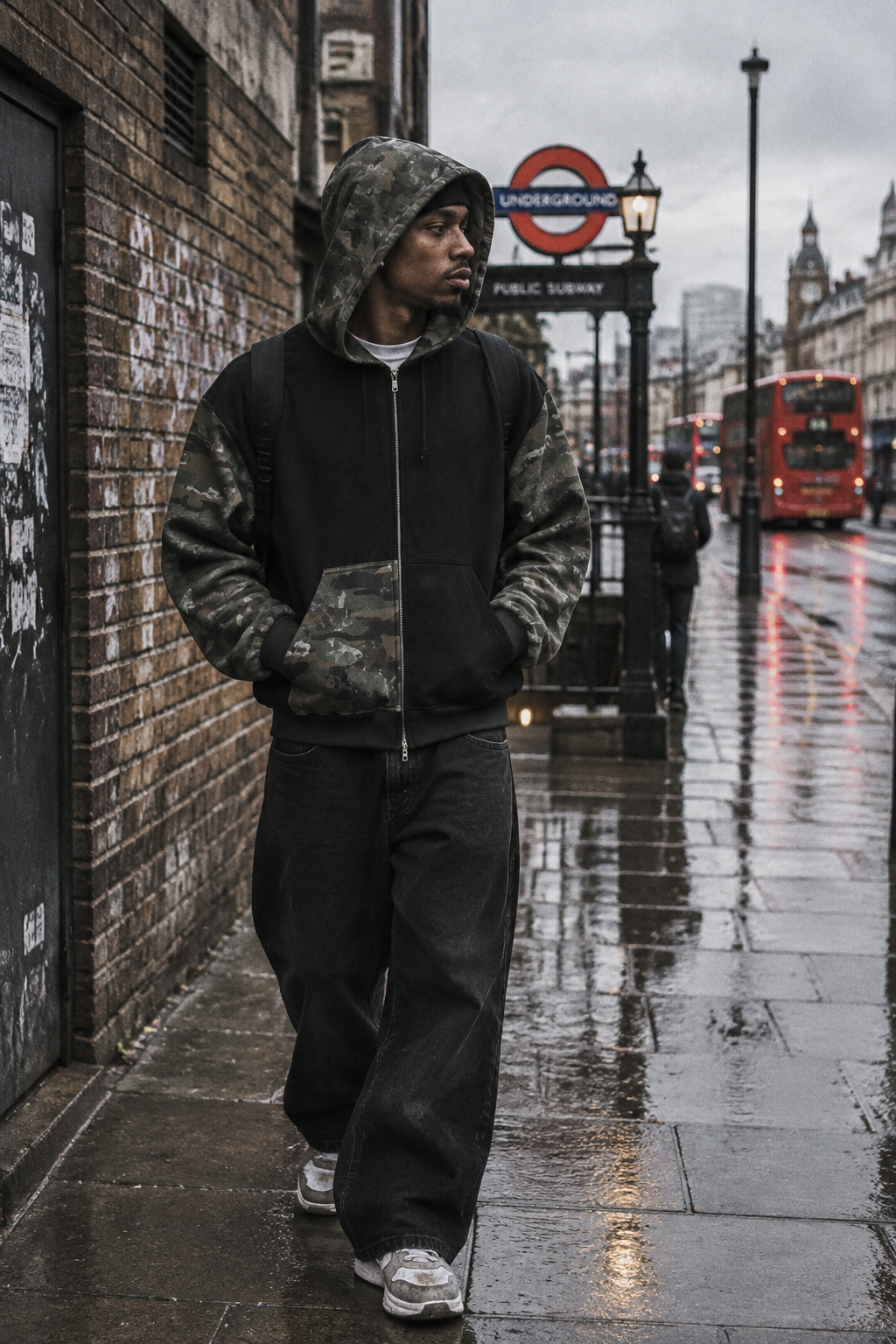 Underground Camo Full Zip Boxy Hoodie
