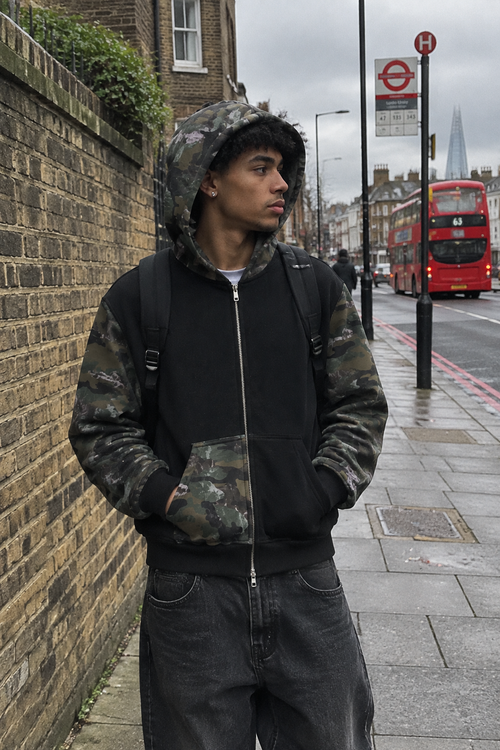 Underground Camo Full Zip Boxy Hoodie