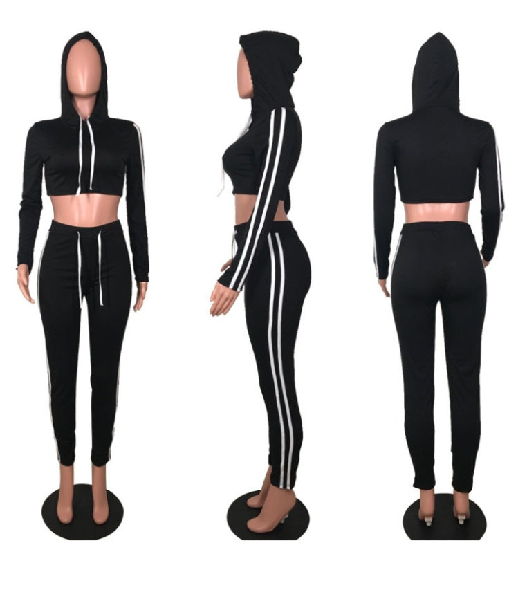 Women’s Tracksuit Crop Top Hoodies Pants Sets - Craftklart.store
