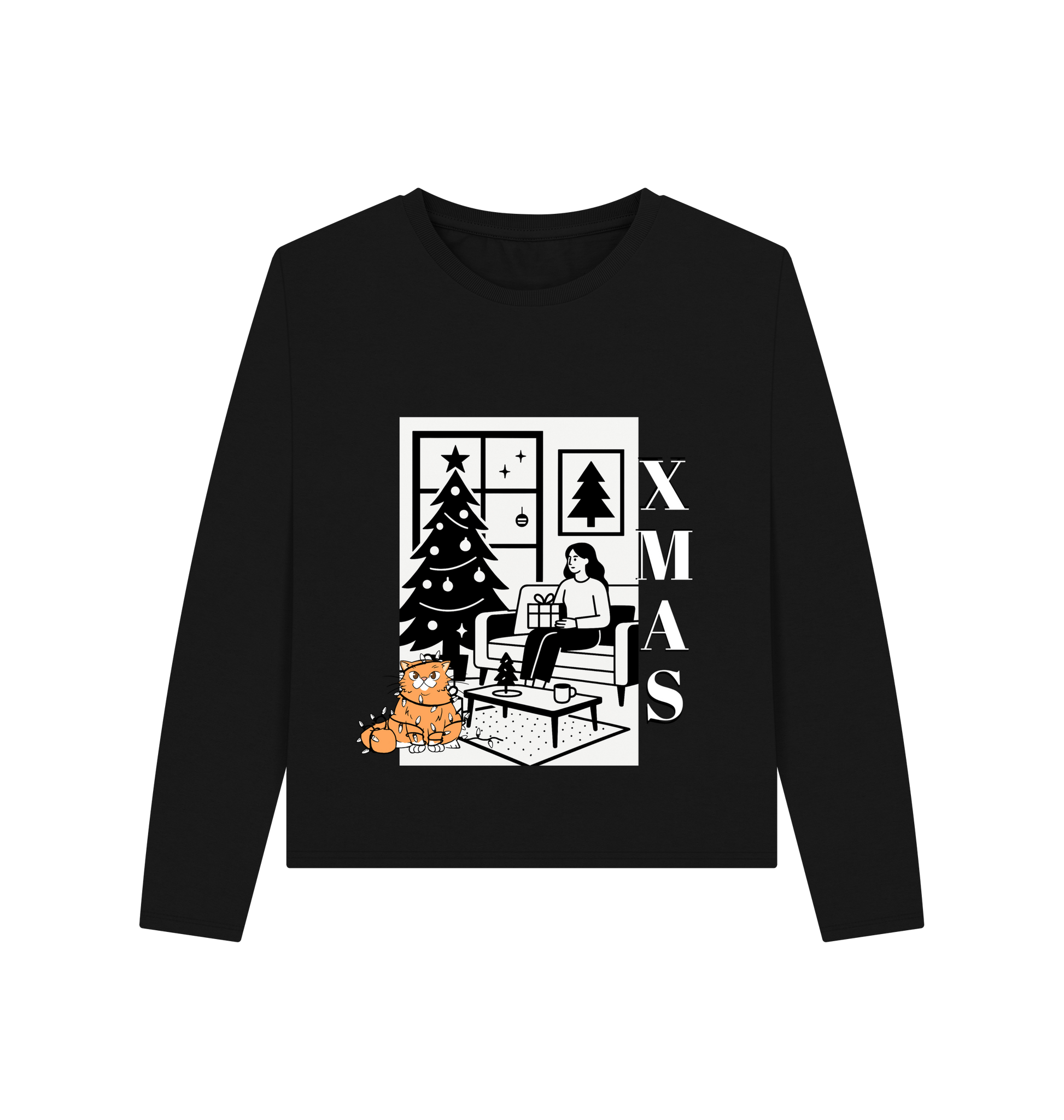 Black Printed T-shirt Front