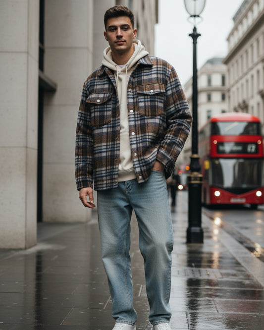 Craftklart Oversized Plaid Wool-Blend Coat — Colour Block Winter Jacket