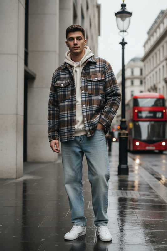 Oversized Plaid Logger Wool-Blend Coat