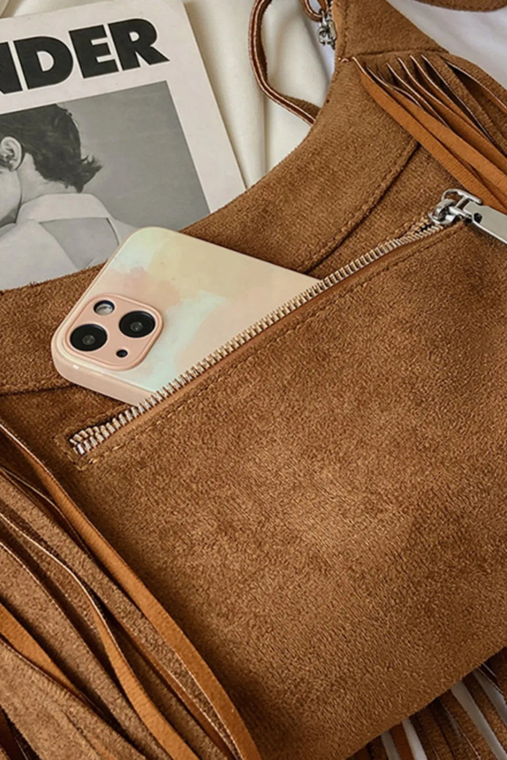 Suede Fringe Adjustable Strap Shoulder Bag - Premium Crossbody Bag from Trendsi - Just $21.74! Shop now at Craftklart.store