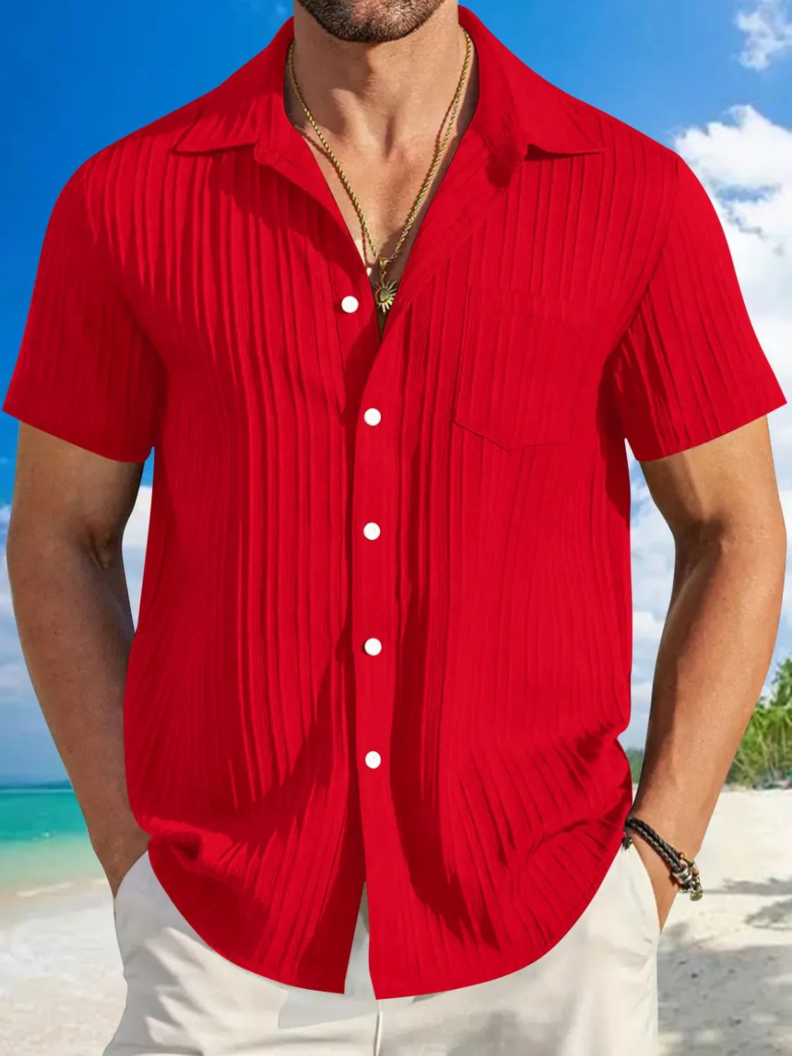 Men's Full Size Button Up Short Sleeve Shirt Plus Size - Premium Polo from Trendsi - Just $20.44! Shop now at Craftklart.store