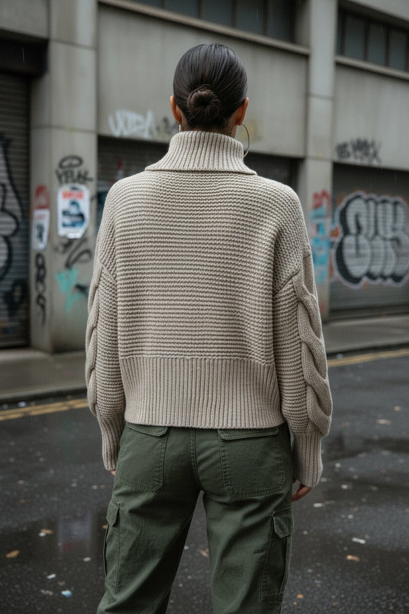 Craftklart Chunky Knit Crew Neck Pullover — Loose Fit