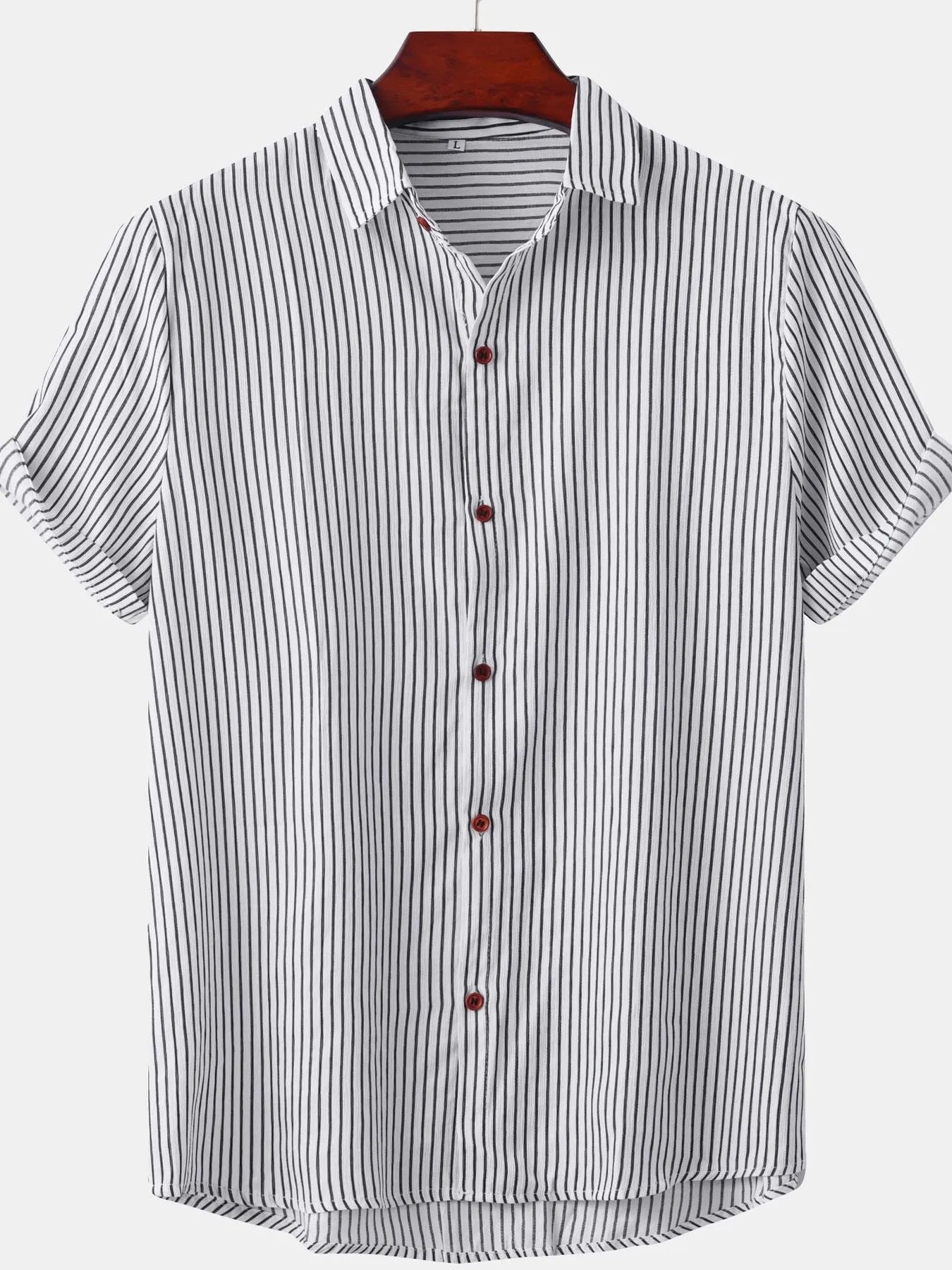 Men's Plus Size Striped Short Sleeve Button-Down Shirt - Premium Shirt from Trendsi - Just $22.96! Shop now at Craftklart.store