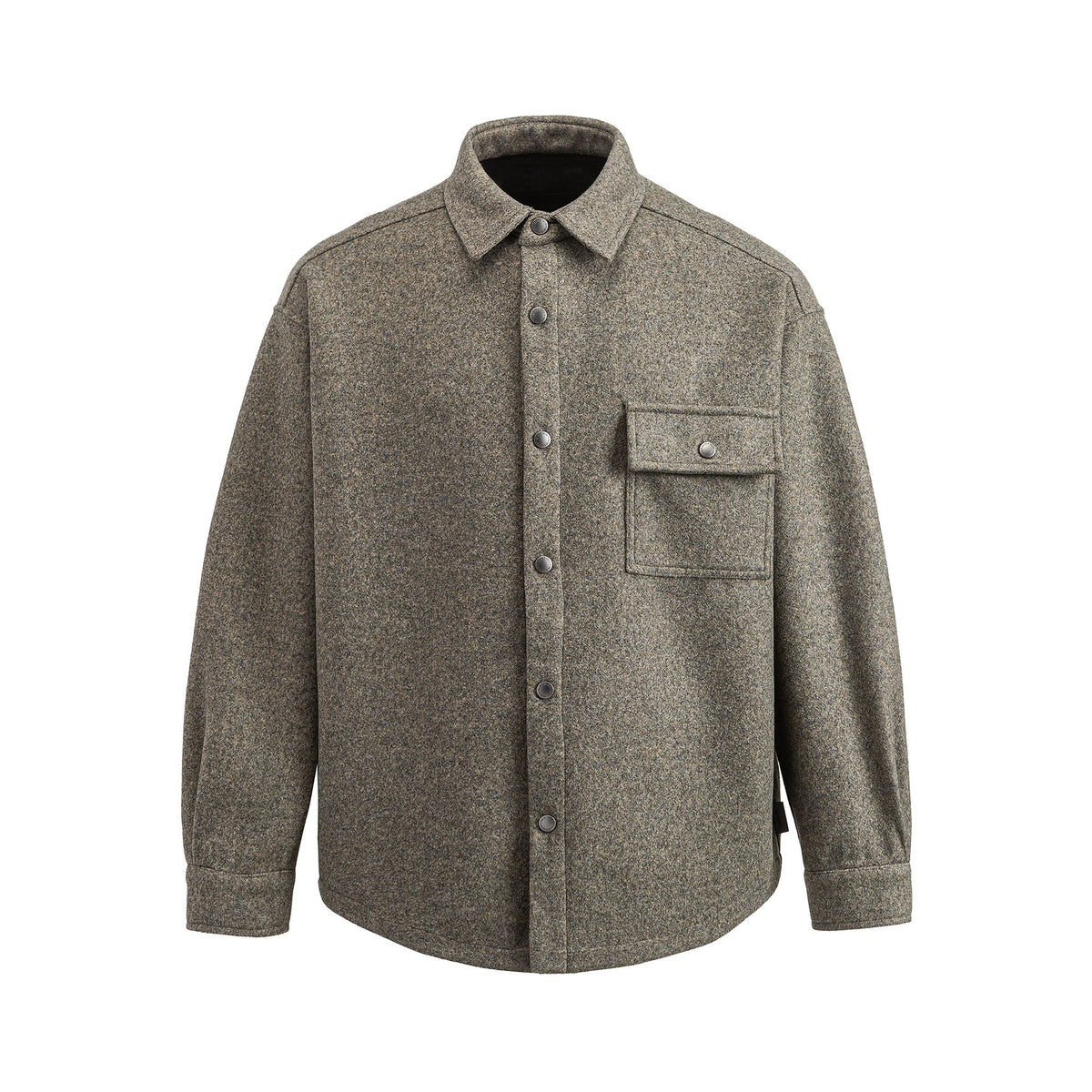 Fleece-Cotton Blended Tweed-Like Notched Lapel Oversized Jacket