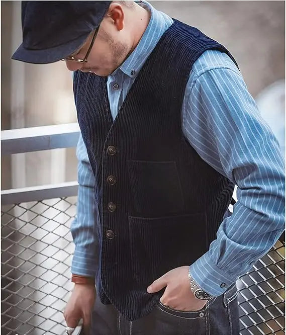 Mens Suit Vest Notched Plaid Wool Herringbone Tweed Waistcoat - Premium Jackets from Craftklart Dropship - Just $24.38! Shop now at Craftklart.store