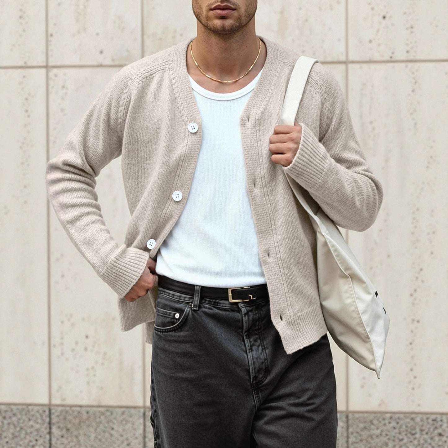 Classic V-Neck Button Up Knit Cardigan