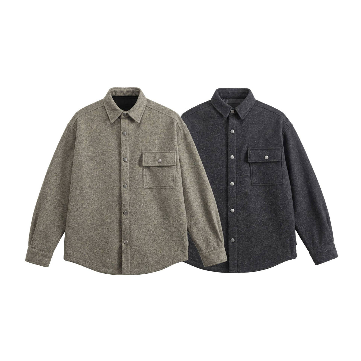 Fleece-Cotton Blended Tweed-Like Notched Lapel Oversized Jacket