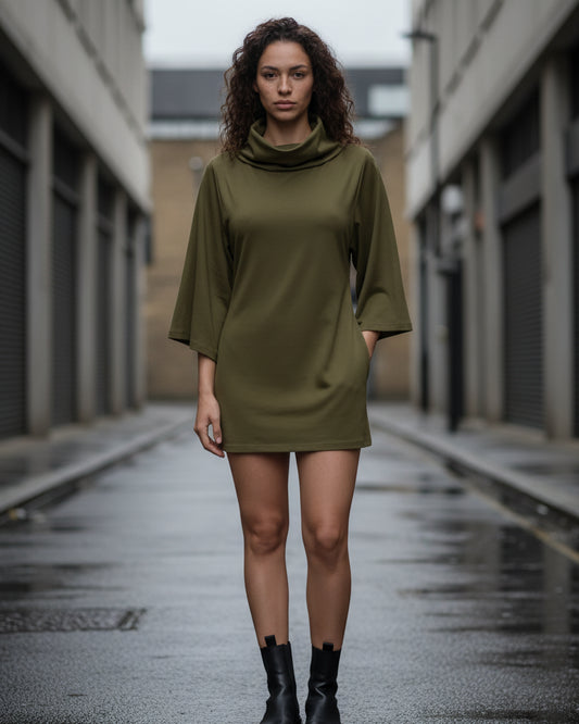 Drop Shoulder Hooded Bodycon Top