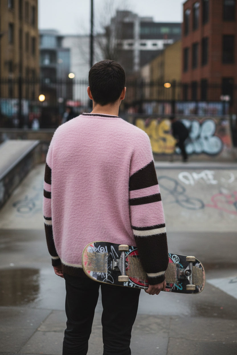 Color blocked V-neck sweater base sweater