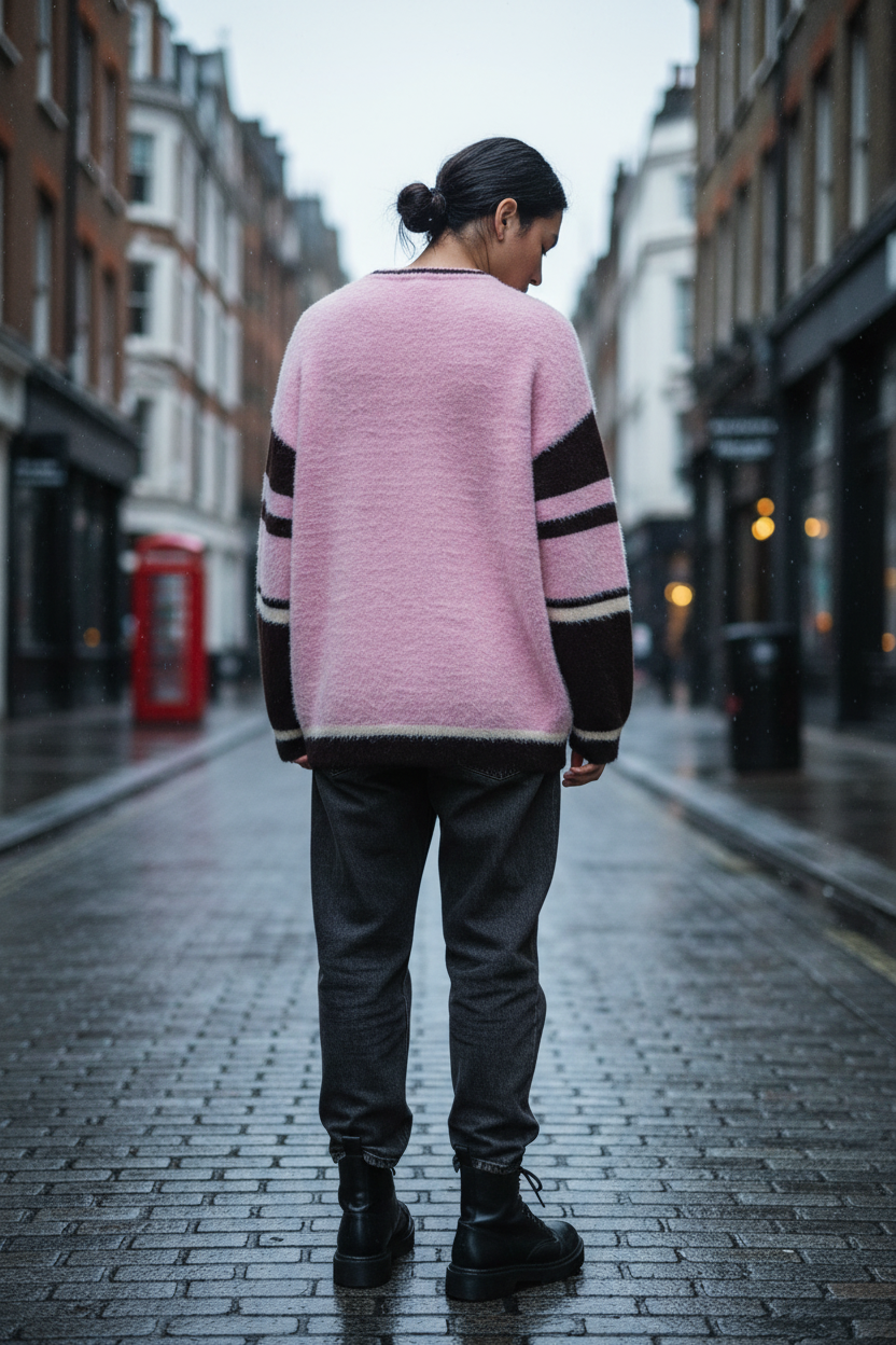 Color blocked V-neck sweater base sweater