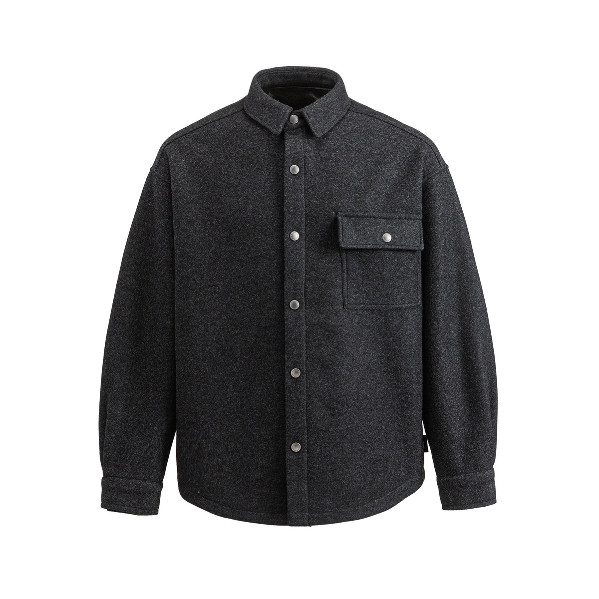 Fleece-Cotton Blended Tweed-Like Notched Lapel Oversized Jacket