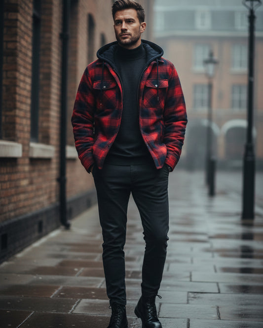 Craftklart Oversized Plaid Hooded Jacket — Heavy Cotton Colour Block