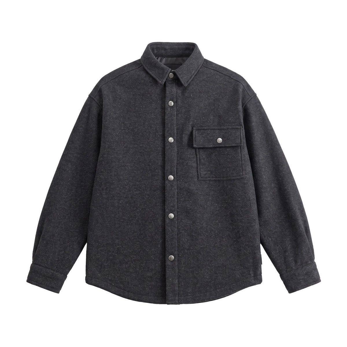 Fleece-Cotton Blended Tweed-Like Notched Lapel Oversized Jacket