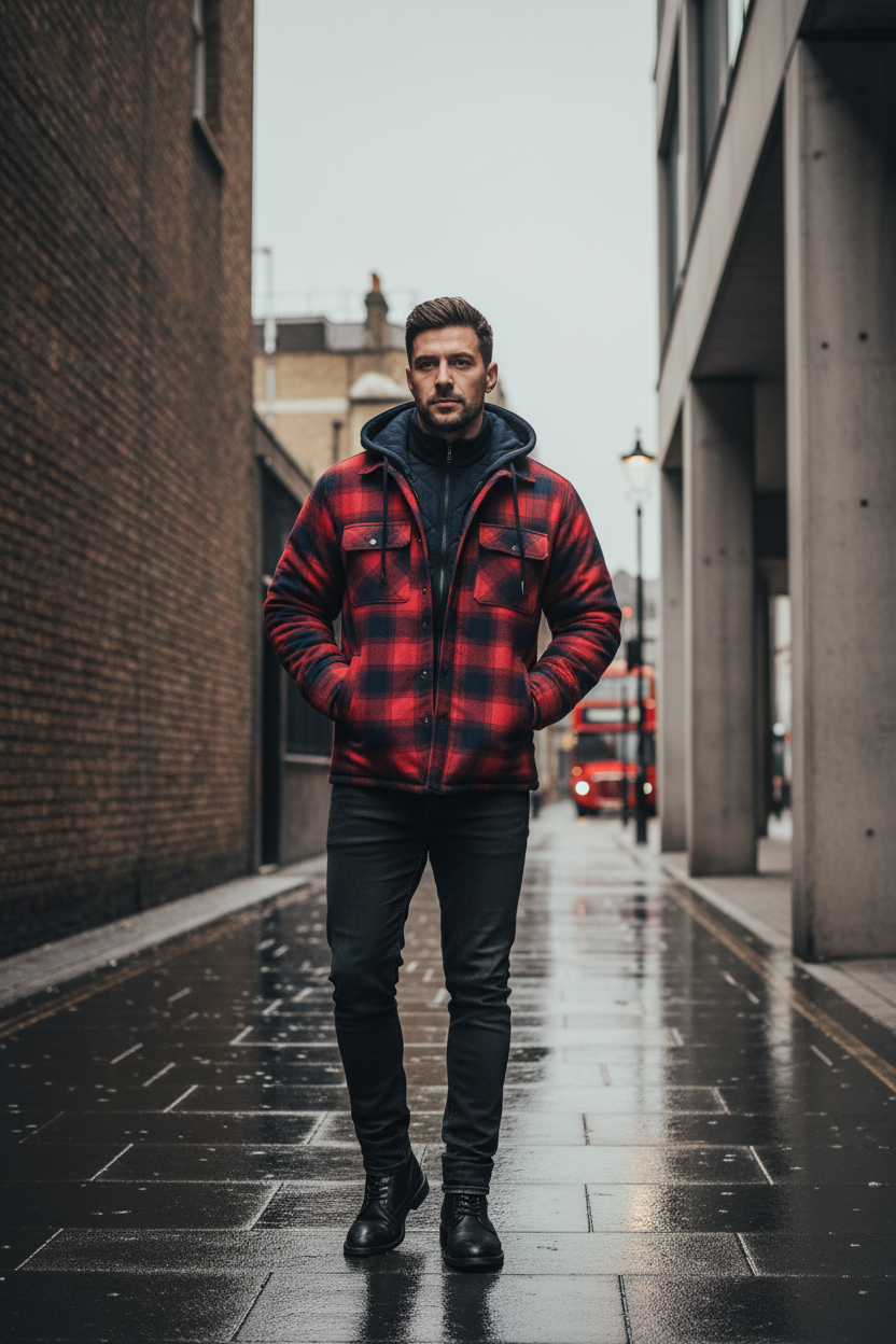 Craftklart Oversized Plaid Hooded Jacket — Heavy Cotton Colour Block