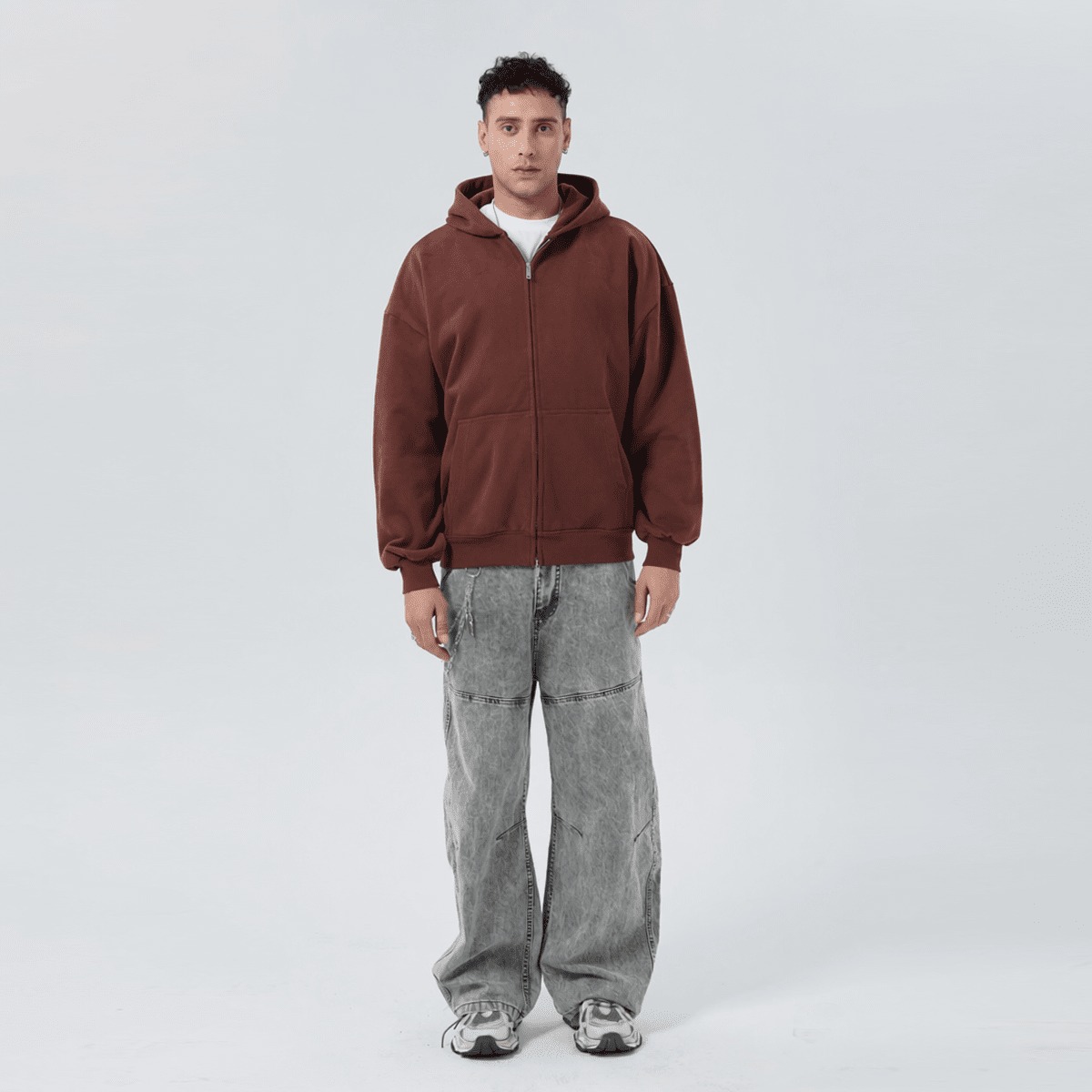 Unisex Heavyweight Cropped Double-Zip Hoodie (460GSM)