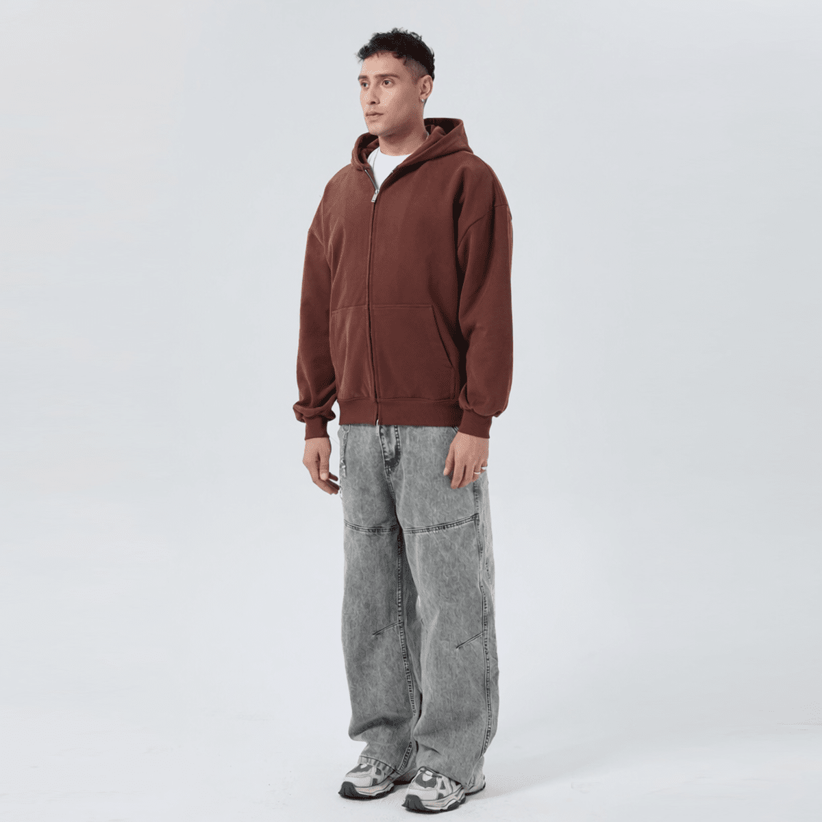Unisex Heavyweight Cropped Double-Zip Hoodie (460GSM)