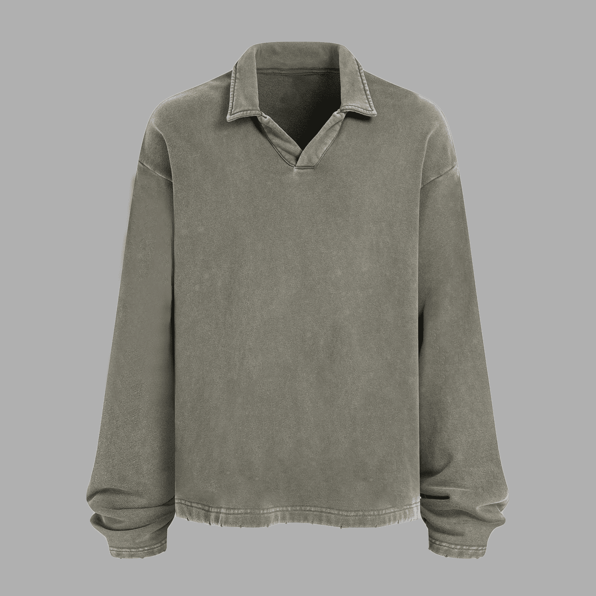 Urban Fashion & Streetwear oversized long-sleeve shirt with a heavyweight collar, featuring a relaxed fit and casual street style.
