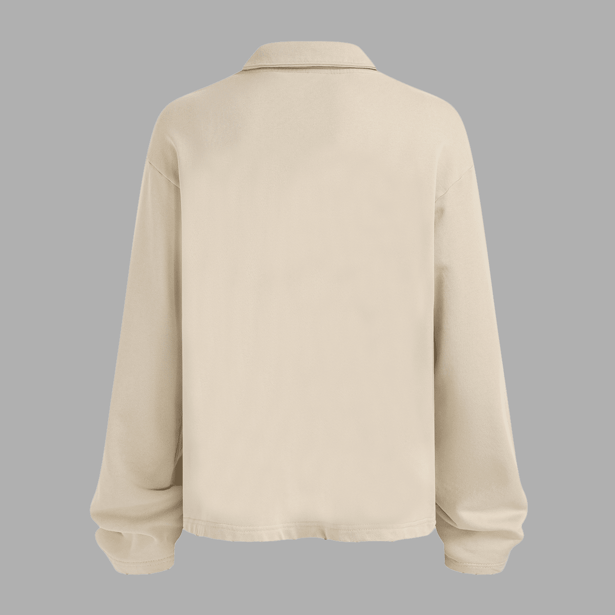 Oversized heavyweight long-sleeve shirt with a collar from Urban Fashion & Streetwear by Craftklart, shown in a neutral color.