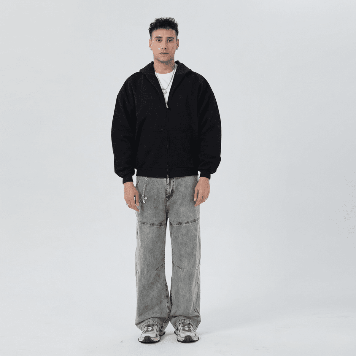 Unisex Heavyweight Cropped Double-Zip Hoodie (460GSM)