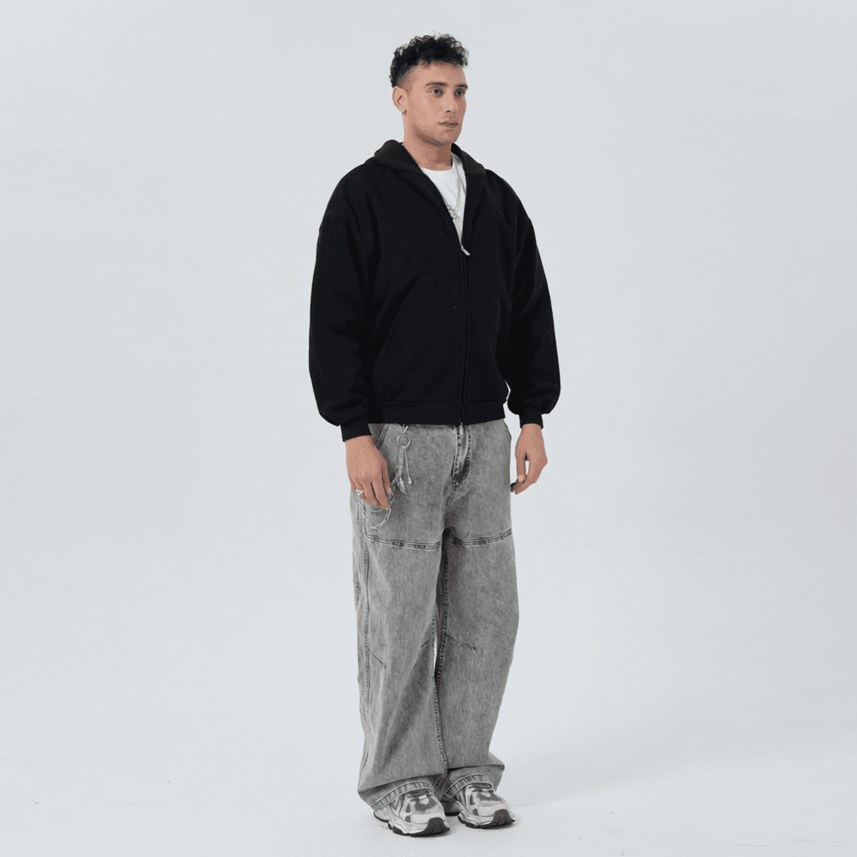 Unisex Heavyweight Cropped Double-Zip Hoodie (460GSM)