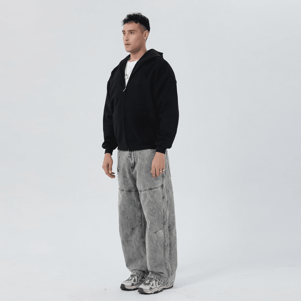 Unisex Heavyweight Cropped Double-Zip Hoodie (460GSM)
