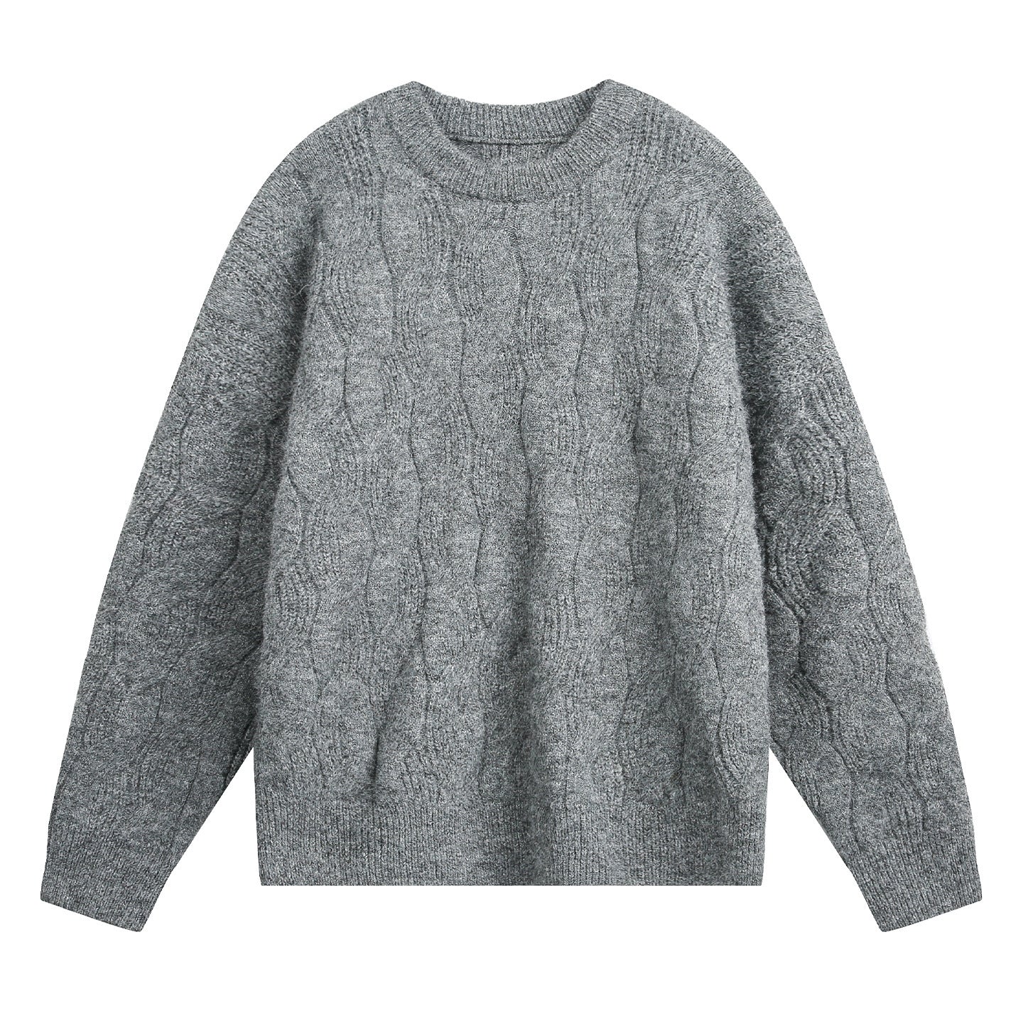 Craftklart Oversized Wool-Blend Knit Jumper – Men's Round Neck Long Sleeve