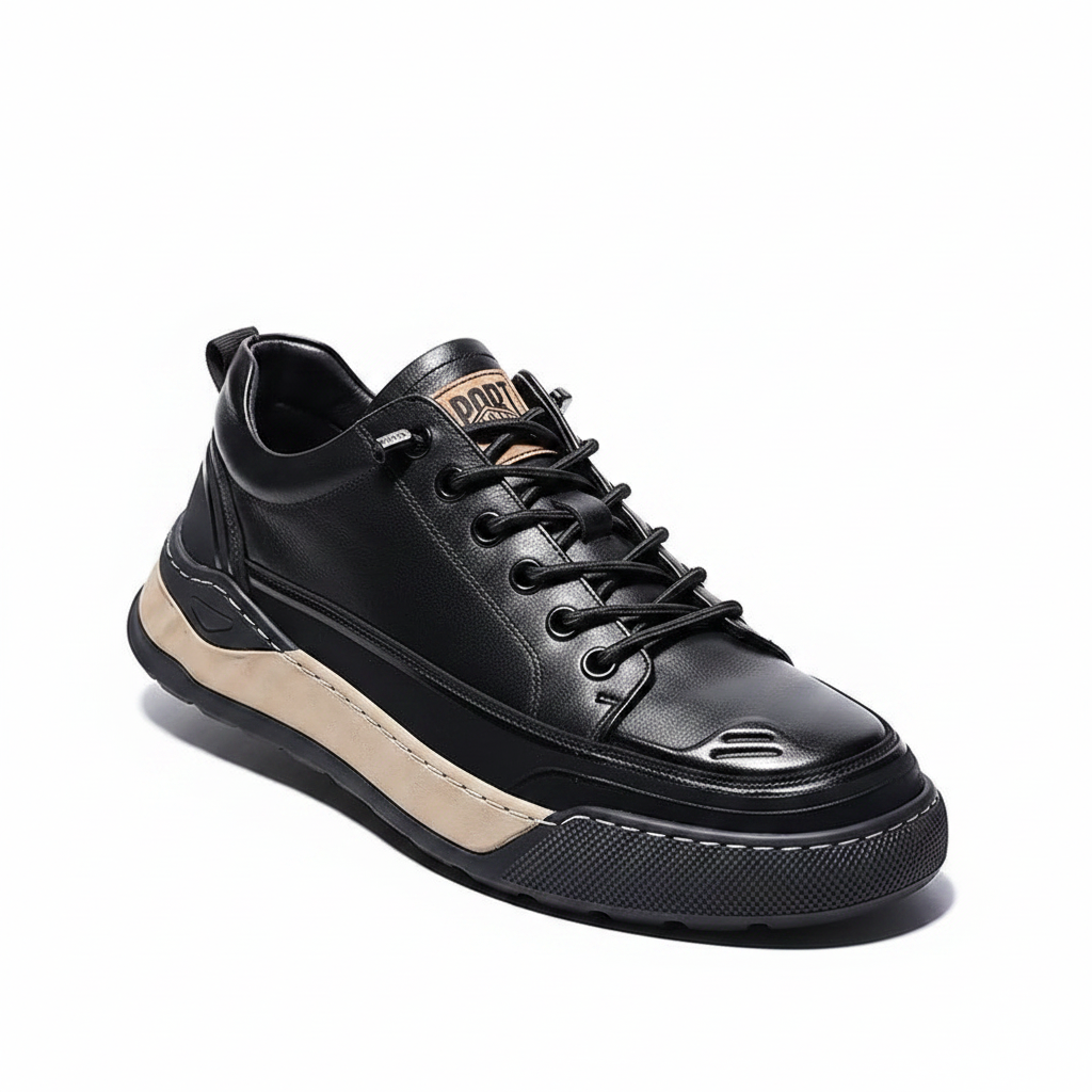Craftklart Genuine Leather Sneakers – Men's Lace-Up Sport Casual Shoes