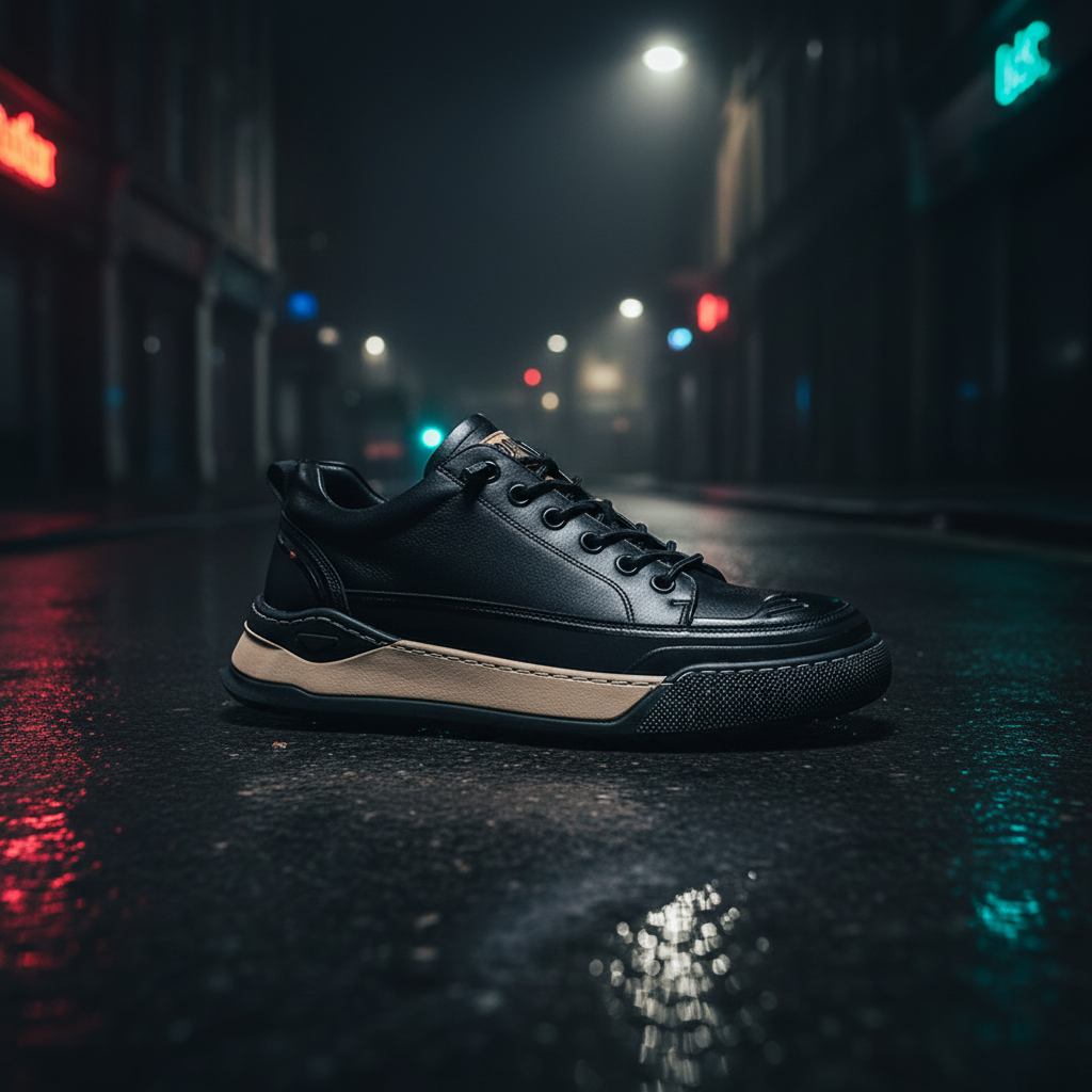 Craftklart Genuine Leather Sneakers – Men's Lace-Up Sport Casual Shoes