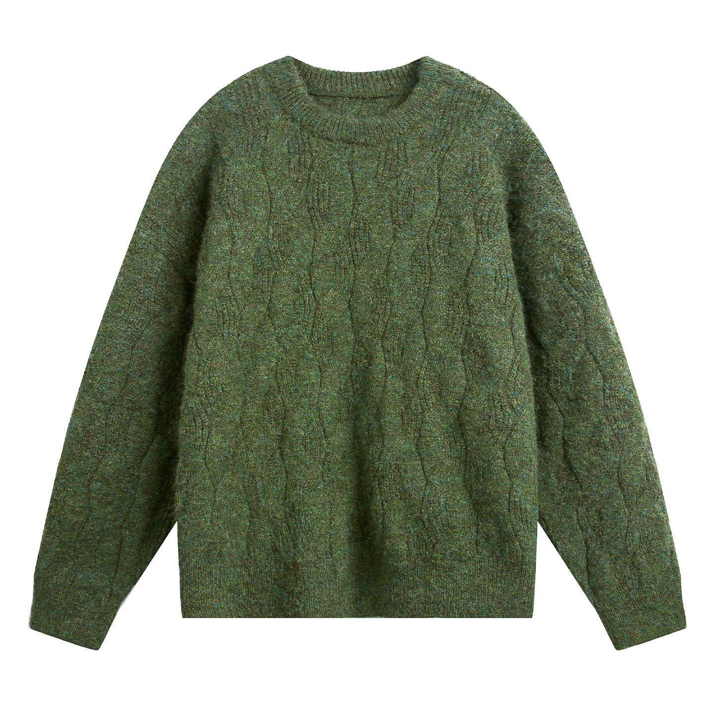 Craftklart Oversized Wool-Blend Knit Jumper – Men's Round Neck Long Sleeve