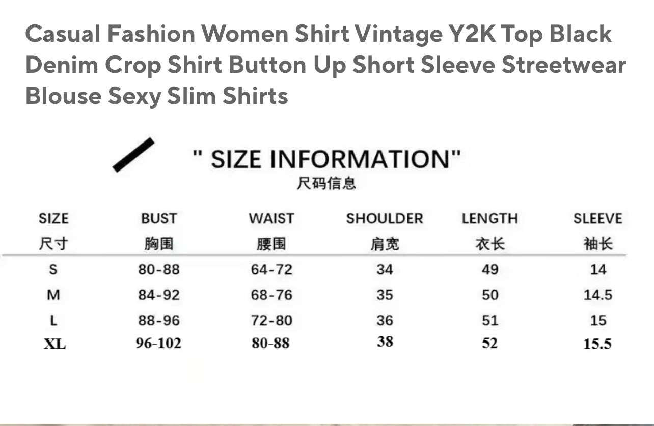 Denim Crop Shirt — Button-Up Short Sleeve