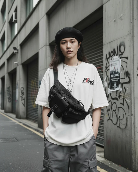 Unisex tactical crossbody chest bag with urban style and multiple compartments, crafted by Craftklart.
