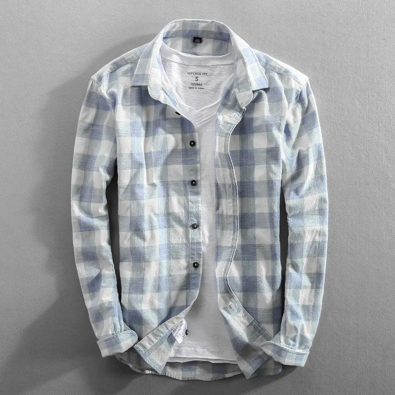 Checkered Cotton Shirt Long Sleeve - Premium shirt from Craftklart Dropship - Just $24.98! Shop now at Craftklart.store