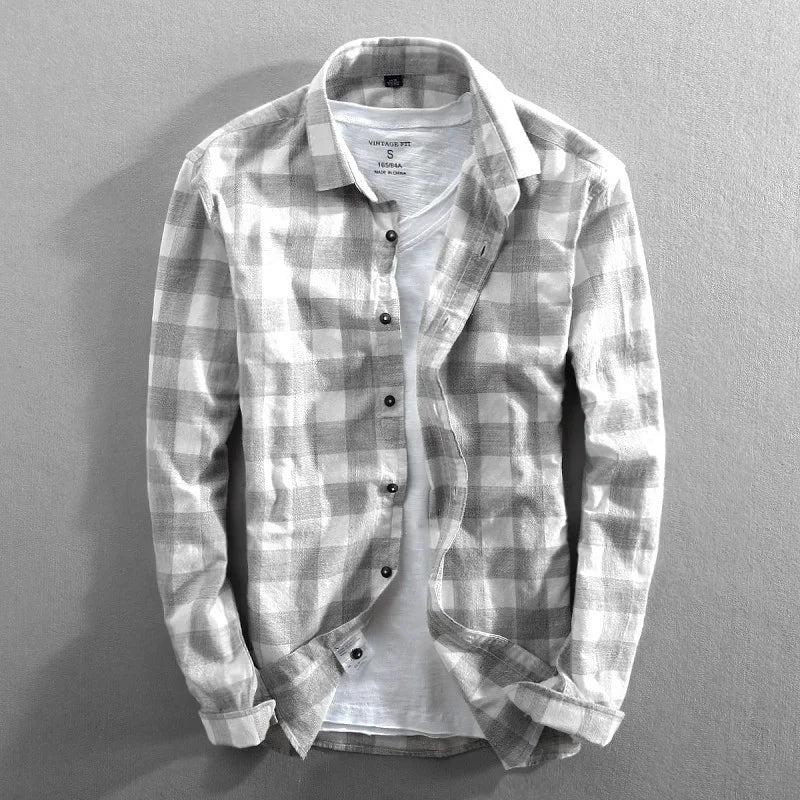 Checkered Cotton Shirt Long Sleeve - Premium shirt from Craftklart Dropship - Just $24.98! Shop now at Craftklart.store