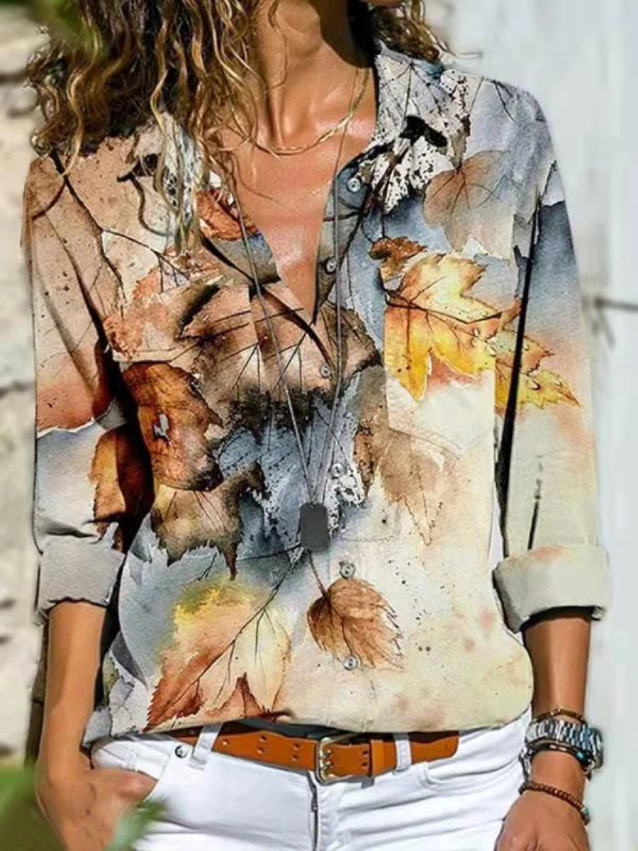 Long Sleeve Loose Shirt Women Temperament Printed Shirt - Premium Shirt from Craftklart Dropship - Just $12.98! Shop now at Craftklart.store