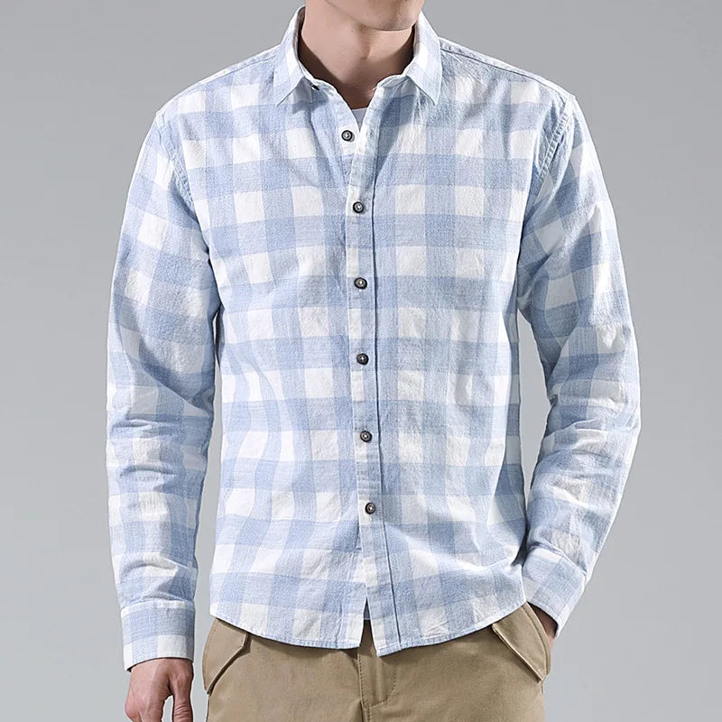 Checkered Cotton Shirt Long Sleeve - Premium shirt from Craftklart Dropship - Just $24.98! Shop now at Craftklart.store