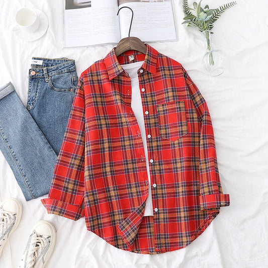 2025 New Fashion Loose Womens Plaid Shirt - Premium Shirt from Craftklart Dropship - Just $19.34! Shop now at Craftklart.store