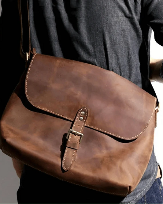 Men's Urban Casual Leather Messenger Bag | Minimalist Streetwear | Craftklart