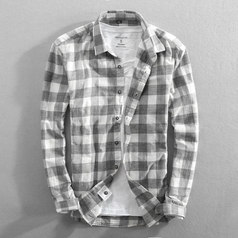 Checkered Cotton Shirt Long Sleeve - Premium shirt from Craftklart Dropship - Just $24.98! Shop now at Craftklart.store