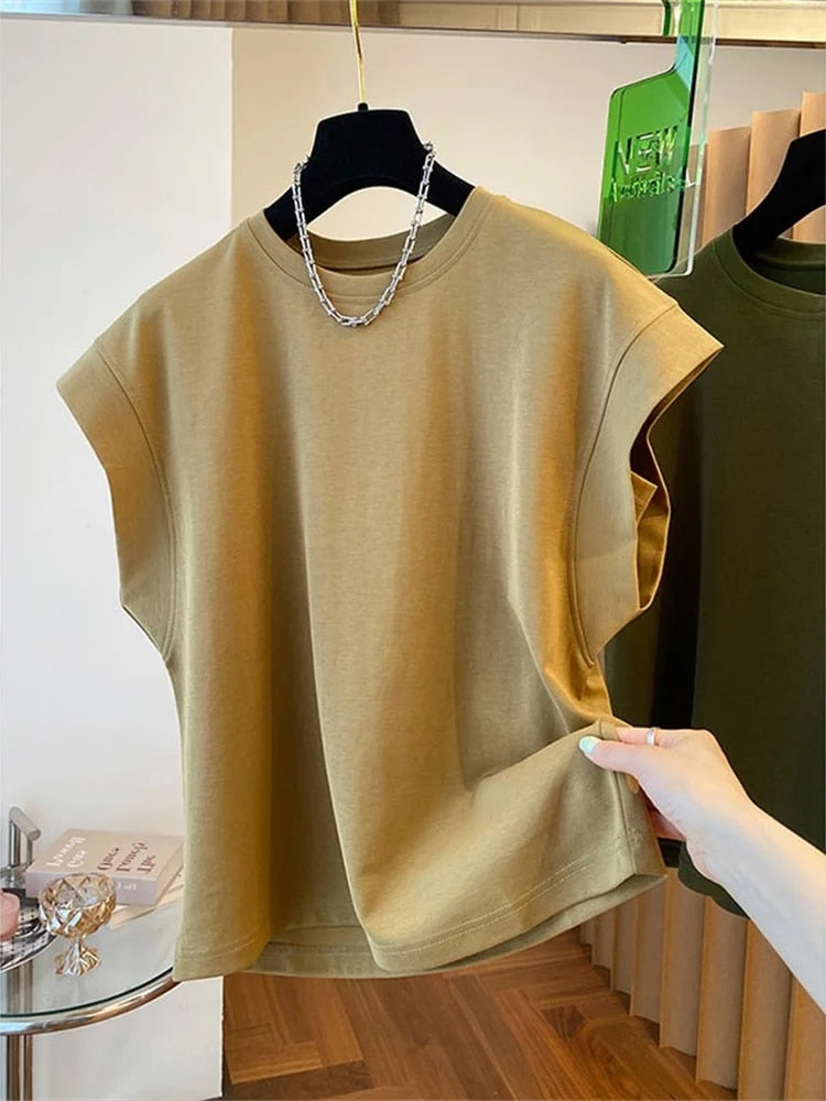 Loose Cotton Fashionable Small Fly Sleeve T-shirt Summer Vintage Grunge Clothes Oversized T Shirt Solid Ropa Mujer Kpop - Premium  from Craftklart.store - Just $19.23! Shop now at Craftklart.store