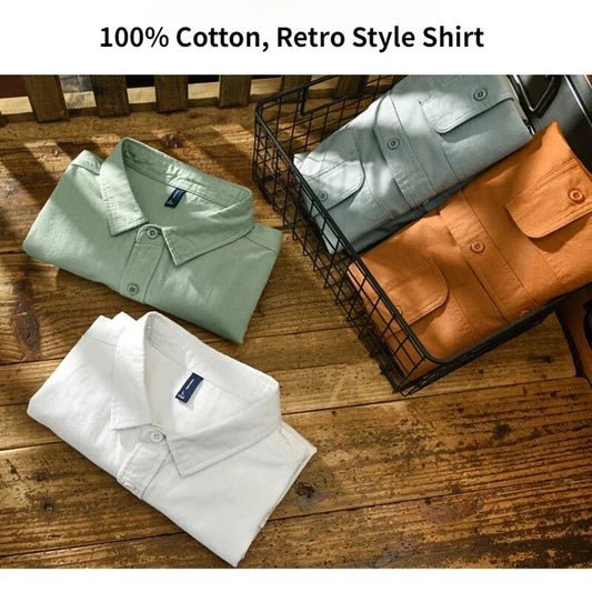 Men's Pure Cotton Spring Long Sleeve Shirt - Premium Shirt from Craftklart Dropship - Just $20.28! Shop now at Craftklart.store