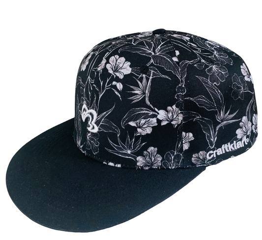 Craftklart Black Flowered Peak Cap - Premium Cap from Craftklart - Just $9.95! Shop now at Craftklart.store